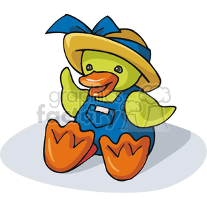 Cartoon duck wearing a hat and overalls  clipart.