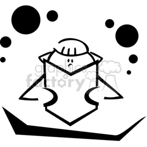 Black and white outline of a little girl reading a book clipart. Commercial use image # 382726