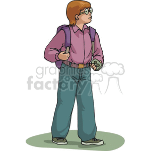 clipart - Cartoon boy carrying a backpack.