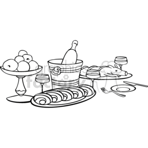 clipart - food on a table outline.