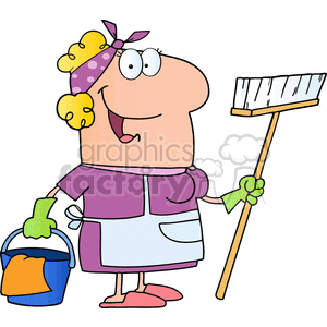 cartoon cleaning lady