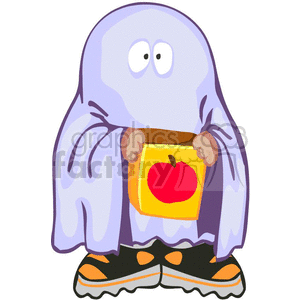 cartoon Halloween cute vector trick-or-treat ghost costume candy kids child