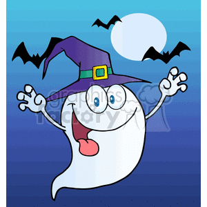 cartoon funny comic comical vector Halloween ghost ghosts witch hat bats