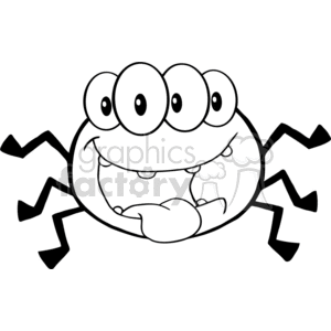 black and white cartoon spider clipart.