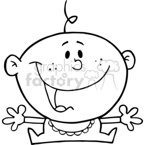 black and white cartoon toddler clipart.