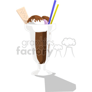   ice cream sundae straw straws glass glasses cup cups dessert food junkfood snack snacks Clip Art Food-Drink 