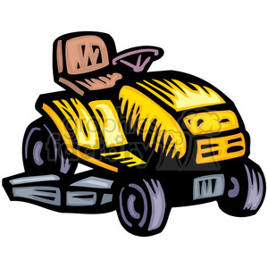 yellow riding lawn mower clipart. Commercial use image # 384953