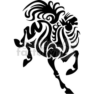 vinyl-ready black+white horse tribal tattoo design