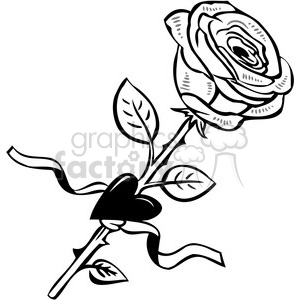 love Valentines hearts cartoon vector rose flower black+white black+rose