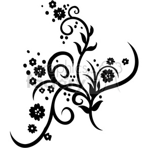 Chinese swirl floral design 009 clipart.