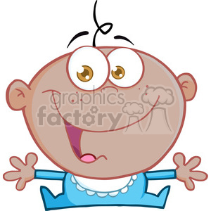Clipart of Happy African American Baby Boy With Open Arms
