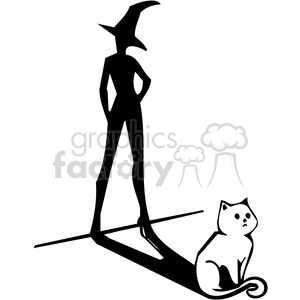 Halloween scary black+white vinyl+ready cat witch