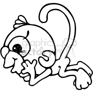 cartoon monkey animal cute black+white