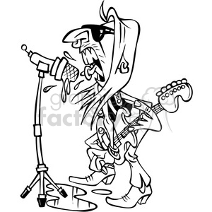 black and white cartoon rockstar clipart. Commercial use image # 387827