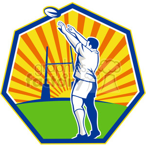clipart - rugby player catching ball back.