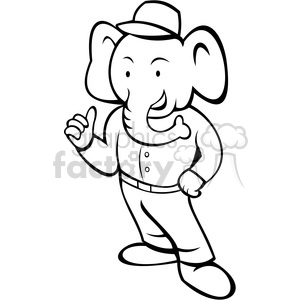 black and white elephant in builder outfit
