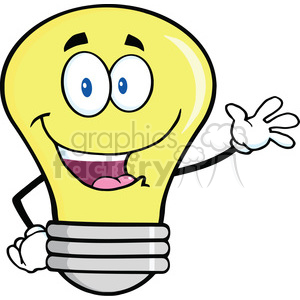 6100 Royalty Free Clip Art Light Bulb Cartoon Mascot Character Waving For Greeting background. Royalty-free background # 389086