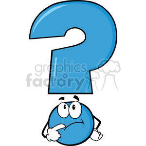 6268 Royalty Free Clip Art Blue Question Mark Cartoon Character Thinking