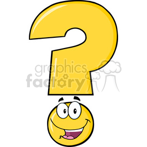 6254 Royalty Free Clip Art Happy Yellow Question Mark Cartoon Character clipart.
