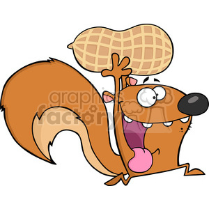 6738 Royalty Free Clip Art Crazy Squirrel Cartoon Mascot Character Running With Big Peanut clipart. Commercial use image # 389653