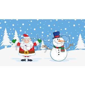 6677 Royalty Free Clip Art Happy Santa Claus And Snowman clipart. Commercial use icon # 389683