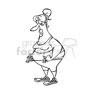 weight loss cartoon character in black and white clipart.