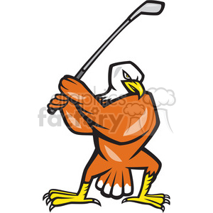 cartoon retro eagle golfing golf mascot bird