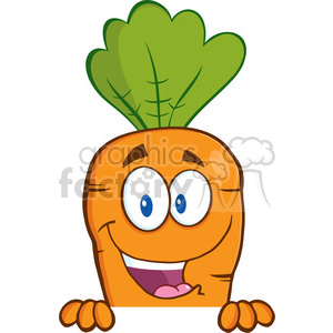 Cute Happy Carrot Cartoon Character Over Blank Sign clipart. Commercial use image # 390132