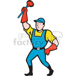super plumber plunger raise clipart.