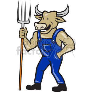 cartoon character mascot people funny cattle rancher cow cows dairy beef pitchfork farmer farming