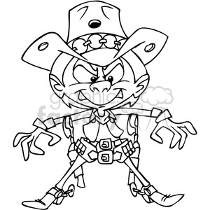 cartoon western gun duel black and white clipart. Commercial use image # 391481
