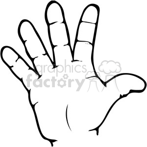 ASL sign language 5 clipart illustration .