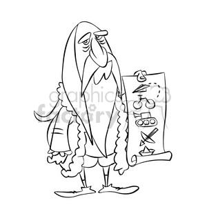 Leonardo Da Vinci bw cartoon caricature clipart. Royalty-free image # 391676