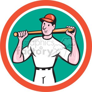 clipart - baseball player bat shoulders in circle shape.