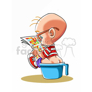 child going to bathroom in a bowl cartoon clipart. Royalty-free image # 393389