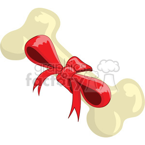 clipart - bone with red bow 1.
