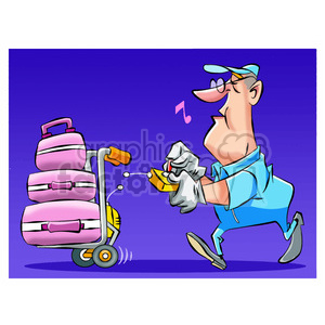 cartoon comic funny characters people man guy mover moving luggage radio+controlled cart