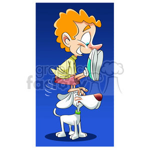 cartoon comic funny characters people games boy child dog jumping pet