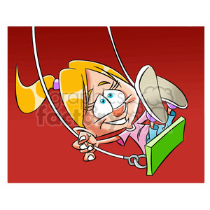 image of girl swinging nina en trapecio color clipart. Commercial use image # 393908