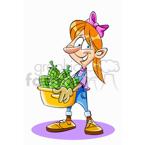 cartoon character people person girl fruit vegetable woman women gardening
