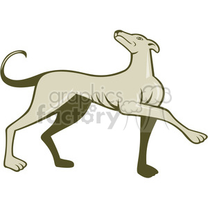 greyhound marching looking up side ISO clipart.