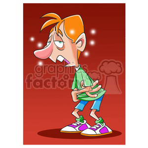 kid with a stomach ache clipart.