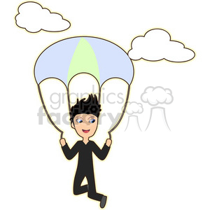 cartoon cute character parachute parachuting gliding falling man guy skydiving skydiver