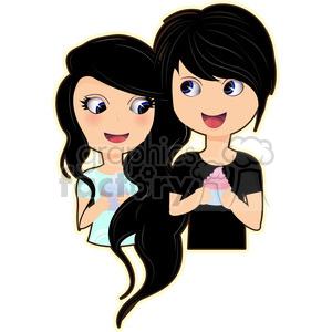 Cupcake Boy and Girl cartoon character vector image clipart. Royalty-free image # 394962