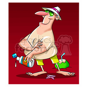 man at beach putting on suntan lotion clipart. Royalty-free image # 395075