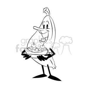 cartoon funny silly comics character mascot mascots banana fruit food healthy snack diet black+white