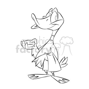 duck taking a shower black and white clipart. Royalty-free image # 395235