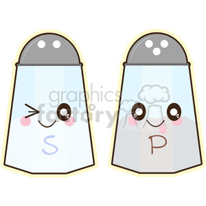 Salt and Pepper shakers cartoon character vector clip art image clipart  #395254 at Graphics Factory.
