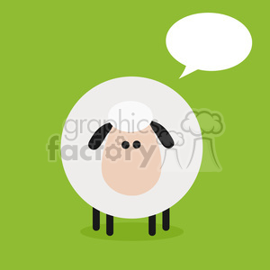 8217 Royalty Free RF Clipart Illustration Cute Sheep Modern Flat Design Vector Illustration With Speech Bubble clipart. Royalty-free image # 395426