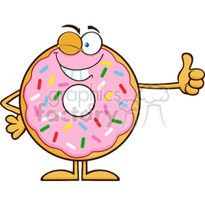 8675 Royalty Free RF Clipart Illustration Winking Donut Cartoon Character With Sprinkles Giving A Thumb Up Vector Illustration Isolated On White clipart. Royalty-free image # 396383